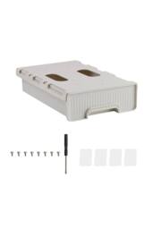 Living and Home Under Desk Hidden Drawer Storage Organiser Pull-out Storage Box in Off-White - thumbnail 3
