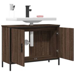 Berkfield Home Bathroom Sink Cabinet Brown Oak 80x30x60 cm Engineered Wood - Size: 80 x 30 x 60 cm - thumbnail 4