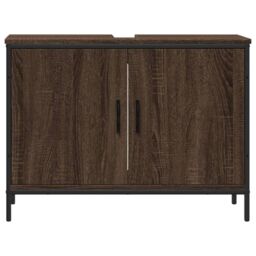 Berkfield Home Bathroom Sink Cabinet Brown Oak 80x30x60 cm Engineered Wood - Size: 80 x 30 x 60 cm - thumbnail 5