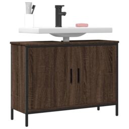 Berkfield Home Bathroom Sink Cabinet Brown Oak 80x30x60 cm Engineered Wood - Size: 80 x 30 x 60 cm - thumbnail 1
