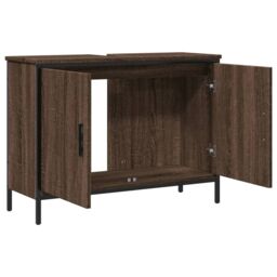 Berkfield Home Bathroom Sink Cabinet Brown Oak 80x30x60 cm Engineered Wood - Size: 80 x 30 x 60 cm - thumbnail 6