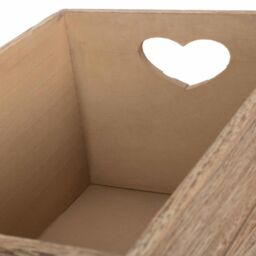 Red Hamper Oak Effect Heart Cut Handle Wooden Storage Crate in Brown - Size: Small - thumbnail 4