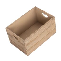 Red Hamper Oak Effect Heart Cut Handle Wooden Storage Crate in Brown - Size: Small - thumbnail 3