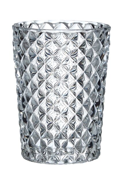 Orsina Luxe Diamond Bathroom Tumbler, Clear Glass Decor Tumbler, Crystal-Effect Water Tumbler, Ideal For Sink Use - image 1