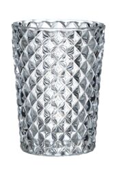 Orsina Luxe Diamond Bathroom Tumbler, Clear Glass Decor Tumbler, Crystal-Effect Water Tumbler, Ideal For Sink Use