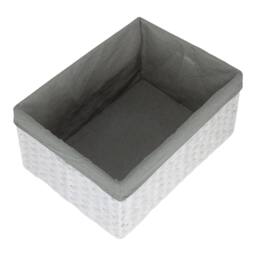 Red Hamper White Paper Rope Rectangular Storage Basket with Grey Cotton Lining - Size: Medium - thumbnail 2