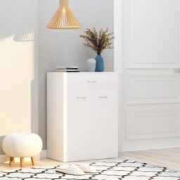 Berkfield Home Shoe Cabinet White 60x35x84 cm Engineered Wood - Size: 60 x 35 x 84 cm