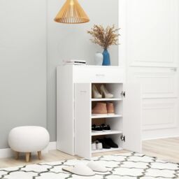 Berkfield Home Shoe Cabinet White 60x35x84 cm Engineered Wood - Size: 60 x 35 x 84 cm - thumbnail 4