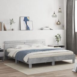 Berkfield Home Bed Frame without Mattress Concrete Grey 160x200 cm - thumbnail 3