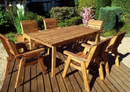 Charles Taylor Trading Six Seater Rectangular Table Set (with chairs) in Brown - thumbnail 2