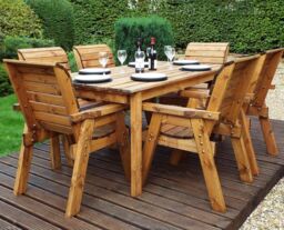 Charles Taylor Trading Six Seater Rectangular Table Set (with chairs) in Brown