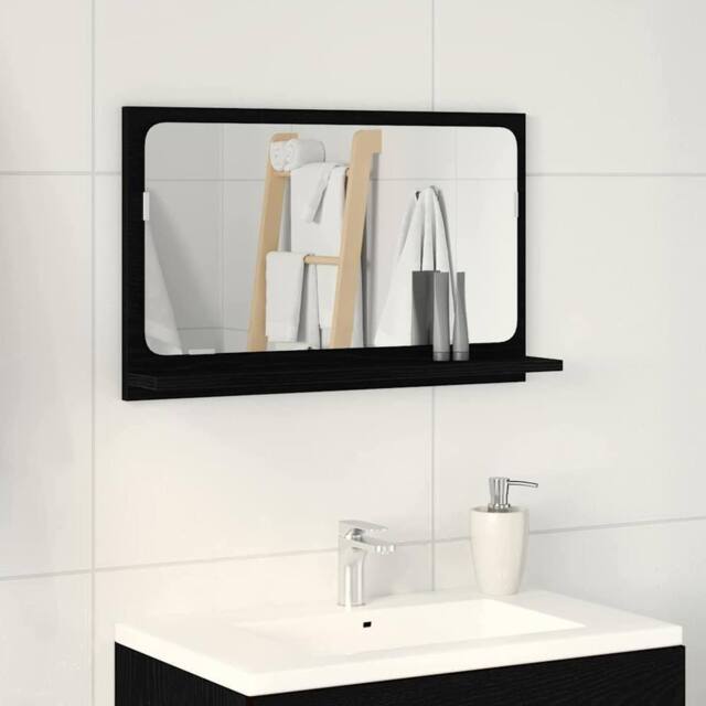 Berkfield Home Bathroom Mirror in Black Oak, 60x10.5x37 cm, Made of Engineered Wood - Size: 60x10.5x37 cm - image 1