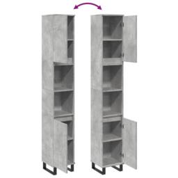 Berkfield Home Classic Bathroom Cabinet Concrete Grey 30x30x190 cm Engineered Wood - Size: 30 x 30 x 190 cm - thumbnail 8