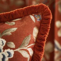 Sanderson Porcelain Garden Chenille Cushion in Burnt Orange - Size: 50 cm x 50 cm - thumbnail 6