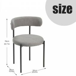 Nordara 2PCS Grey Dining Chairs, Mid-Century Round Upholstered Boucle Kitchen - Size: 40 cm x 30 cm - thumbnail 2