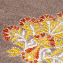 Paoletti Rennes Floral Embroidered 100% Cotton Cushion in Taupe - Size: 40 cm x 60 cm - thumbnail 4