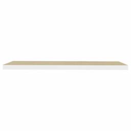 Berkfield Home Floating Wall Shelf Oak & White 90x23.5x3.8 cm MDF in Light Brown - thumbnail 4