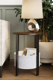 FWStyle Walnut Effect Coffee/Side Table With Basket in Brown - thumbnail 2