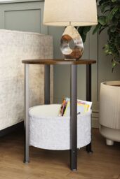 FWStyle Walnut Effect Coffee/Side Table With Basket in Brown - thumbnail 1