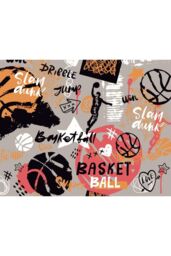 Origin Murals Graffiti Basketball Wall Mural in Orange - Size: W350 cm x H280 cm - thumbnail 2