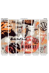 Origin Murals Graffiti Basketball Wall Mural in Orange - Size: W350 cm x H280 cm - thumbnail 3
