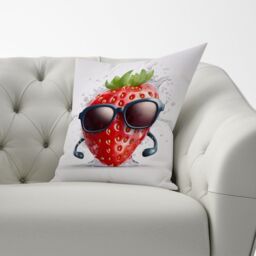 Warren Reed - Designer Strawberry In Glasses Cushions - Size: 45 cm x 45 cm - thumbnail 3
