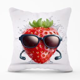 Warren Reed - Designer Strawberry In Glasses Cushions - Size: 45 cm x 45 cm - thumbnail 1