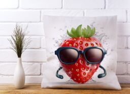 Warren Reed - Designer Strawberry In Glasses Cushions - Size: 45 cm x 45 cm - thumbnail 2