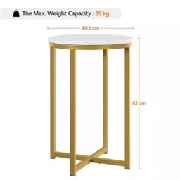 EONLION Gold Round End Table, Metal Frame Bedside Table for Living Room - thumbnail 1