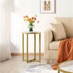 EONLION Gold Round End Table, Metal Frame Bedside Table for Living Room - thumbnail 3