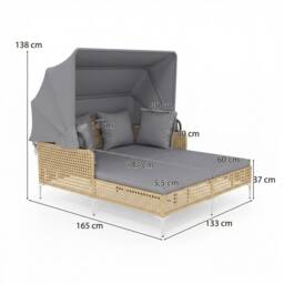 Costway Patio Daybed w/Retractable Canopy PE Rattan Wicker Double Lounger Bed in Grey - thumbnail 4