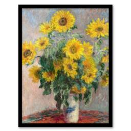 "Artery8 Bouquet of Sunflowers Claude Monet Vintage Framed Wall Art Print - Size: W12"" x H16""" - thumbnail 1