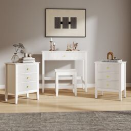 Melody Maison Dressing Table, Stool & Pair Of 3 Drawer Bedside Tables - Hales White Range - thumbnail 5