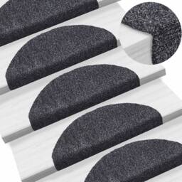 Berkfield Home Self-adhesive Stair Mats 10 pcs Dark Grey 65x21x4 cm Needle Punch - Size: Medium - thumbnail 2