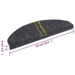 Berkfield Home Self-adhesive Stair Mats 10 pcs Dark Grey 65x21x4 cm Needle Punch - Size: Medium - thumbnail 8
