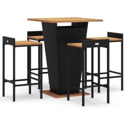 Berkfield Home 5 Piece Garden Bar Set Black Poly Rattan&Solid Wood Acacia - thumbnail 2