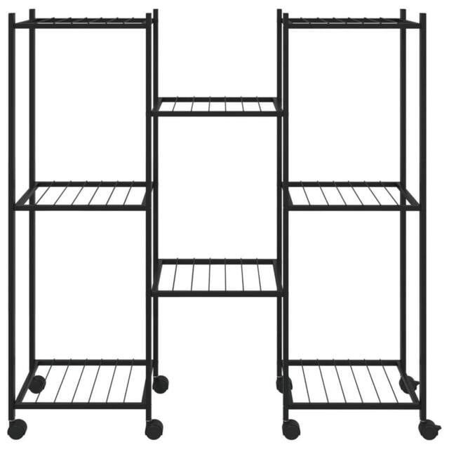 Berkfield Home Durable Flower Stand with Wheels 83x25x83.5 cm Black Iron - image 1