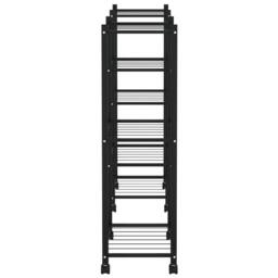 Berkfield Home Durable Flower Stand with Wheels 83x25x83.5 cm Black Iron - thumbnail 4