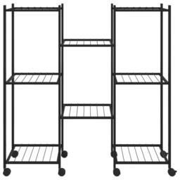 Berkfield Home Durable Flower Stand with Wheels 83x25x83.5 cm Black Iron - thumbnail 1
