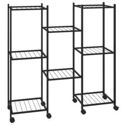 Berkfield Home Durable Flower Stand with Wheels 83x25x83.5 cm Black Iron - thumbnail 3