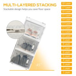 HOMCOM 18PCS Stackable Shoe Box Clear Plastic Shoe Storage Box for UK or EU - thumbnail 4