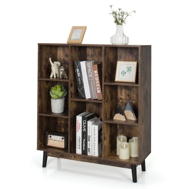 Costway 8Cube Storage Bookcase Wooden Bookshelf Side Cabinet Freestanding Display Rack in Brown - image 1