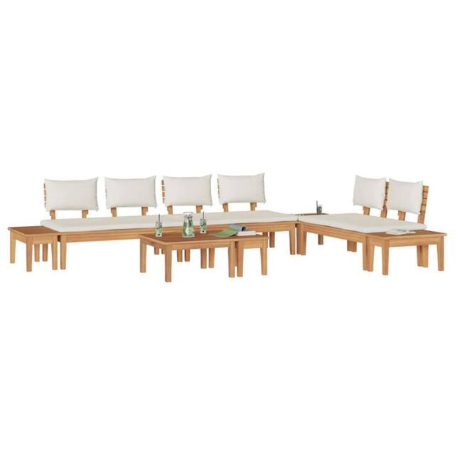 Berkfield Home Dense Garden Bench Set 5 pcs Brown & Cream 2-seater Small - image 1