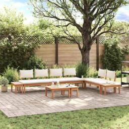 Berkfield Home Dense Garden Bench Set 5 pcs Brown & Cream 2-seater Small - thumbnail 2