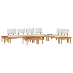 Berkfield Home Dense Garden Bench Set 5 pcs Brown & Cream 2-seater Small - thumbnail 3