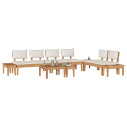Berkfield Home Dense Garden Bench Set 5 pcs Brown & Cream 2-seater Small - thumbnail 1