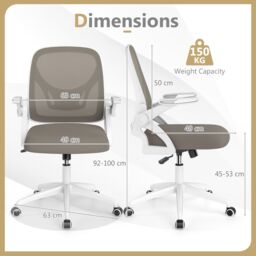 Gymax Office Chair Swivel Mesh Desk Chair Adjustable Height Filp-up Arms in Grey - thumbnail 2