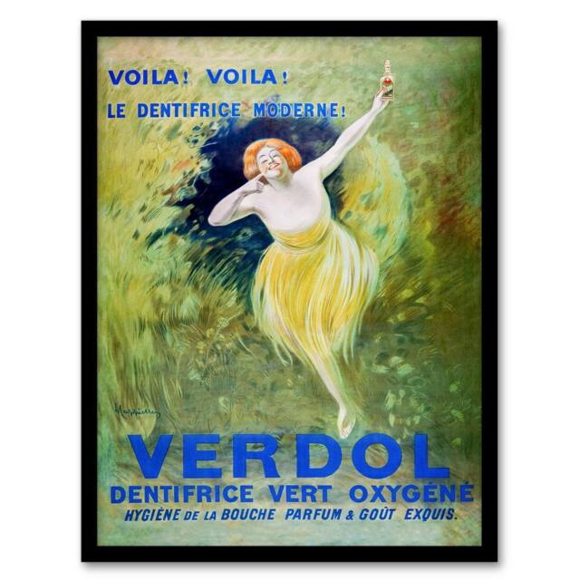 Artery8 Leonetto Cappiello Framed Wall Art Verdol Toothpaste Vintage Advert in Green - Size: A3 - image 1