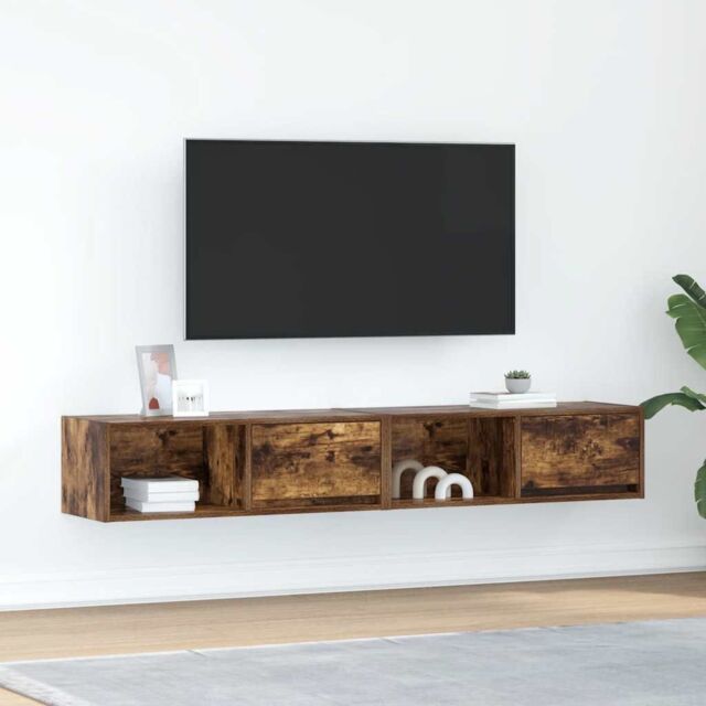 Berkfield Home TV Cabinets 2 pcs Smoked Oak 80x31x25.5 cm Engineered Wood in Brown - image 1