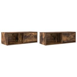 Berkfield Home TV Cabinets 2 pcs Smoked Oak 80x31x25.5 cm Engineered Wood in Brown - thumbnail 2